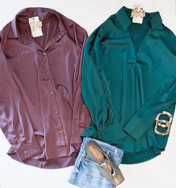 Chic Satin Vneck (Forest)