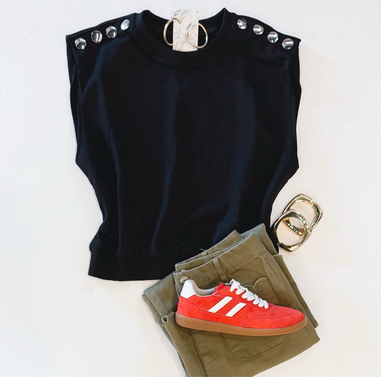 “Don’t Sweat It” Studded Top