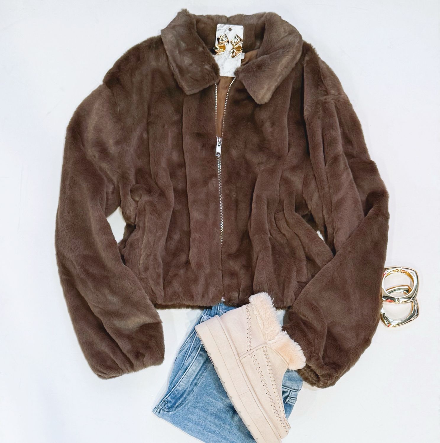 Running Out Faux Fur Bomber