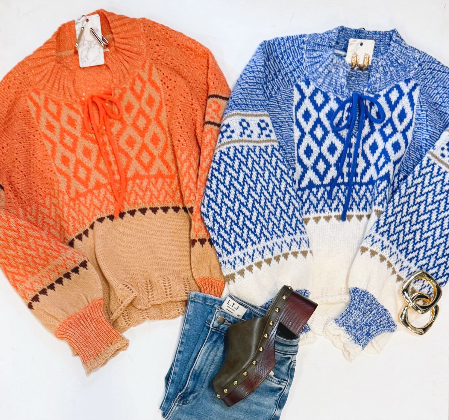 Fair Isle Holiday Sweater (Blue)