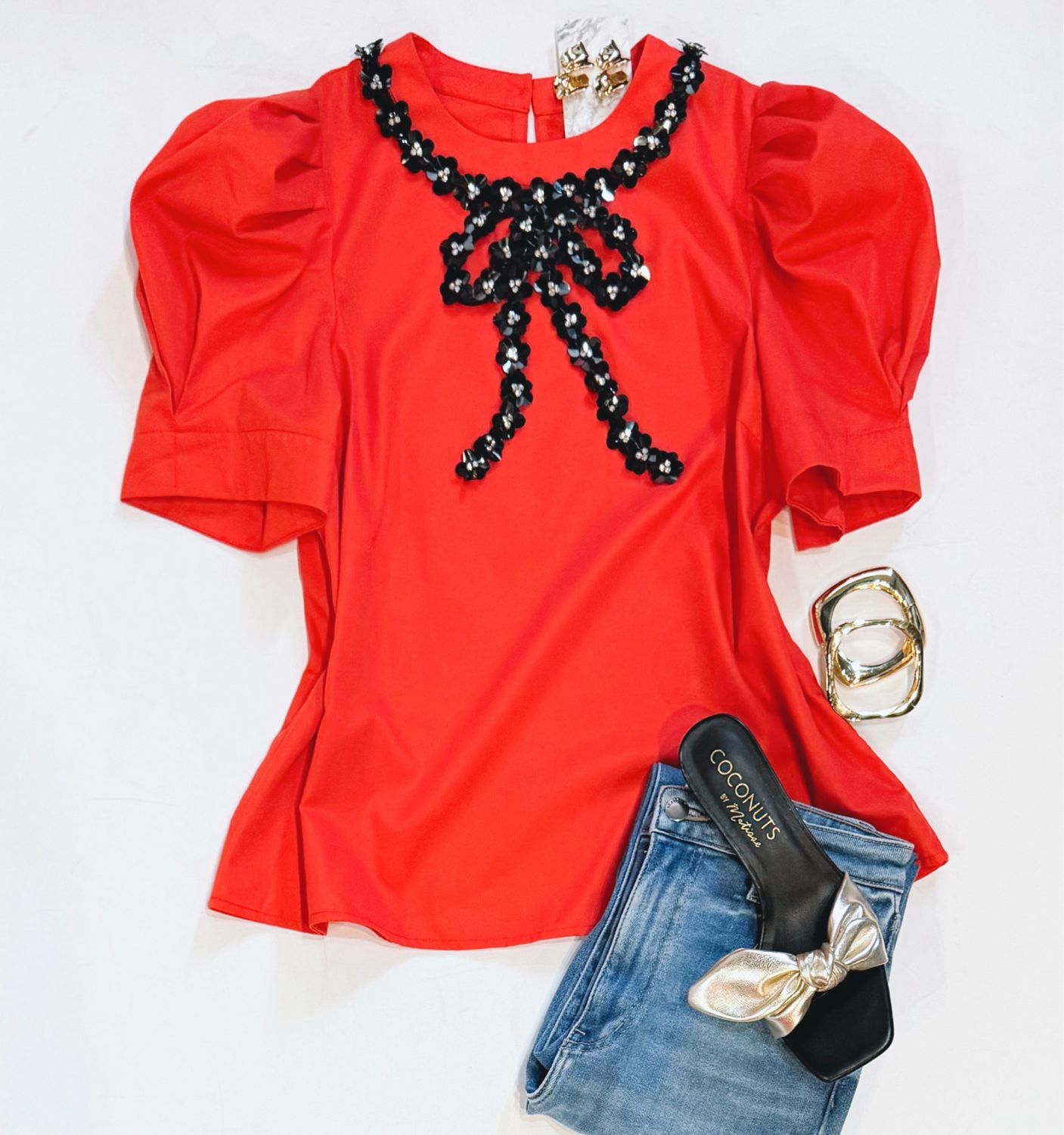 Christmas Red Bow Top