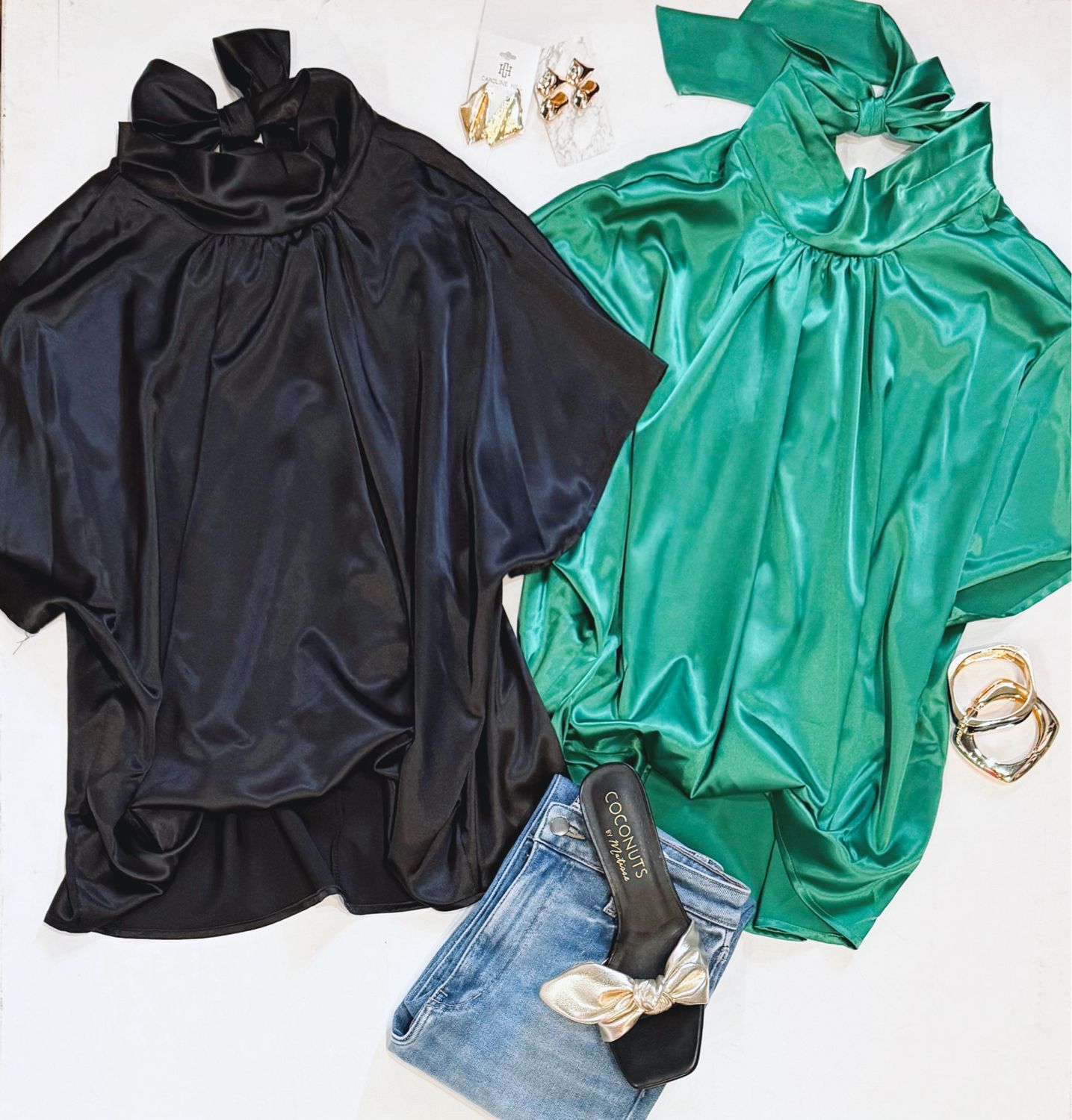 Wintergreen Satin Holiday Top