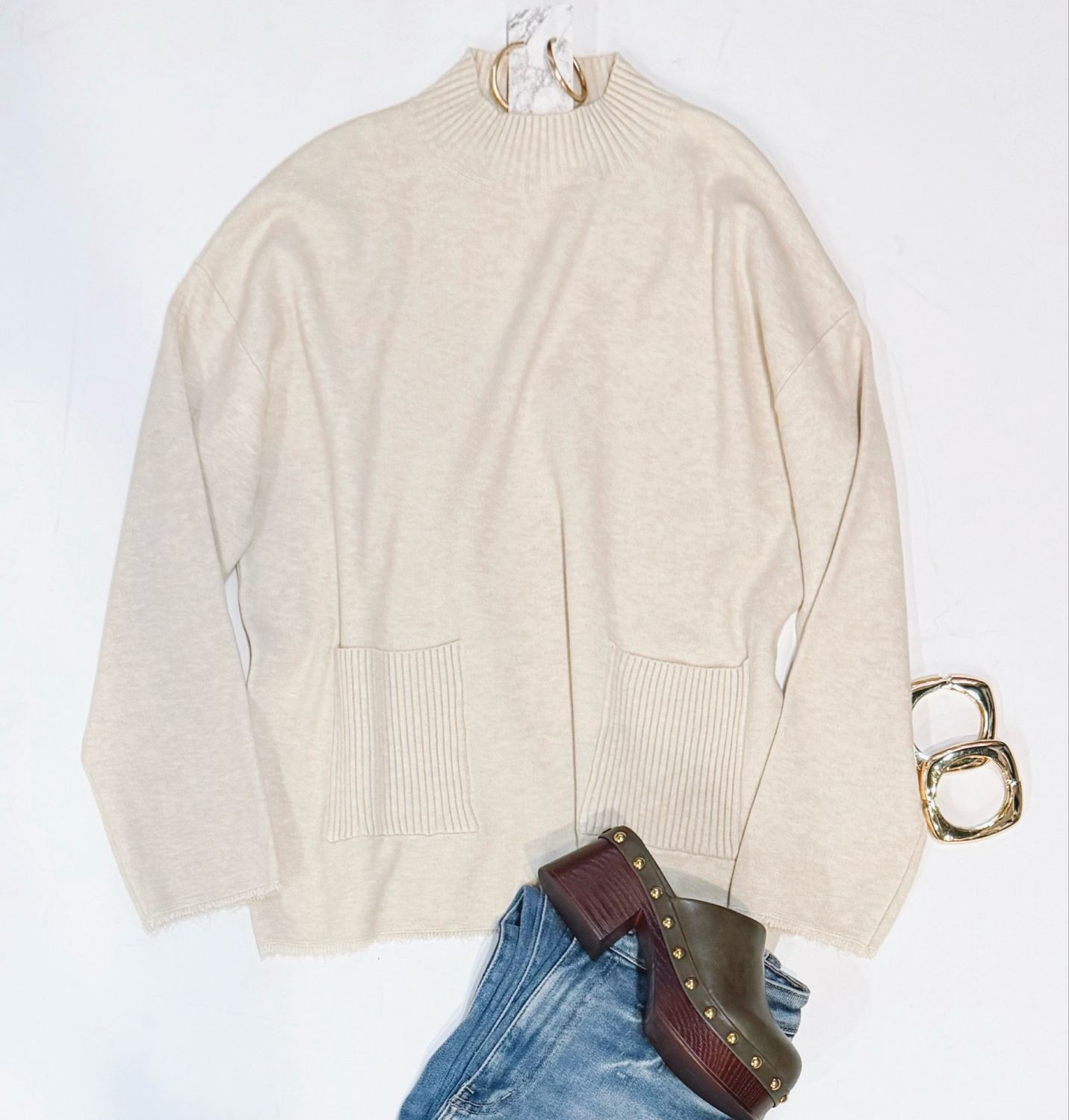 Fringe Detail Pocket Sweater