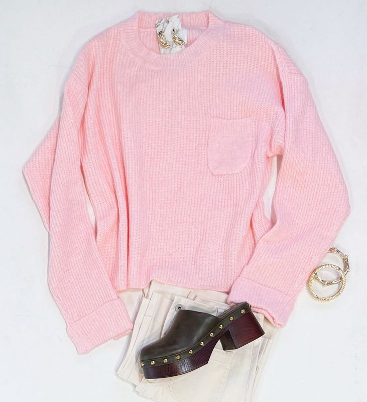 Sweet Pink Pocket Sweater
