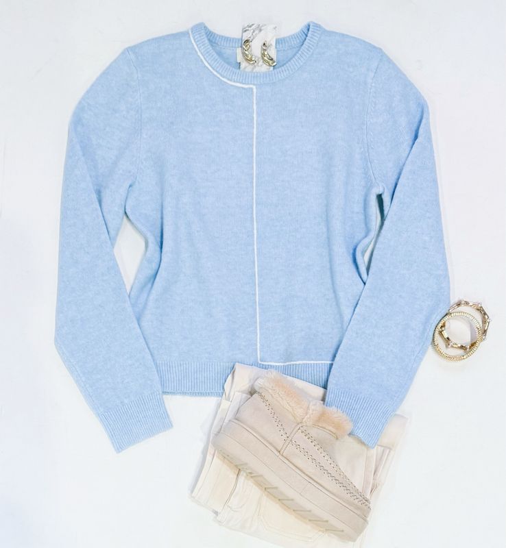 Blue Frost Top Stitch Sweater