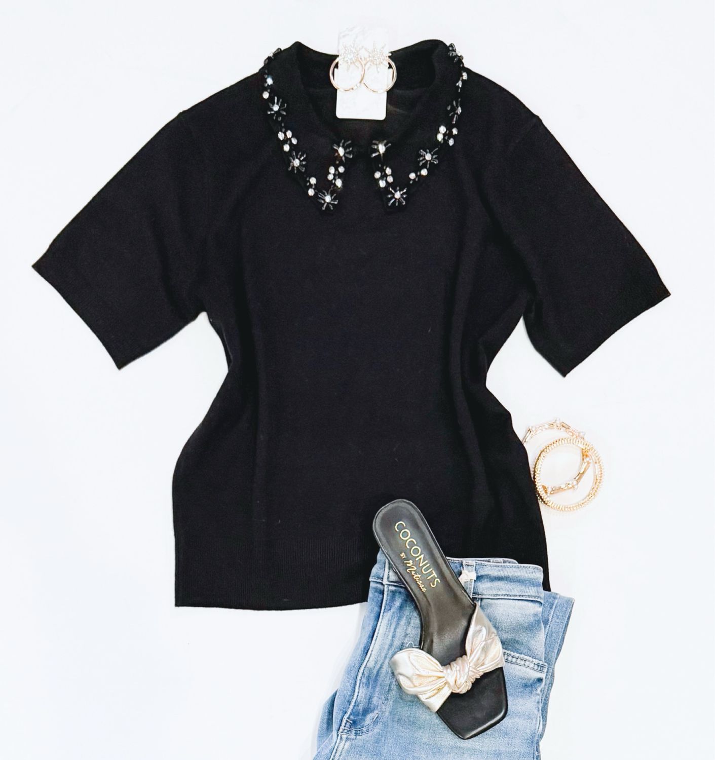 Bejeweled Collar Knit