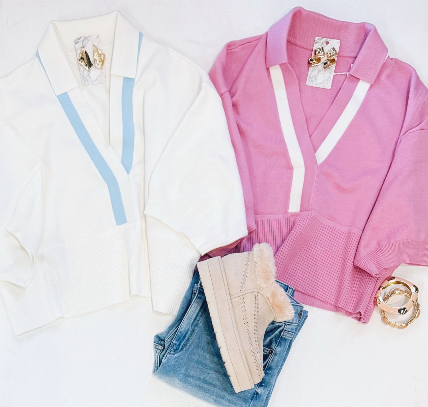 Varsity Collared Knit (Cloud)