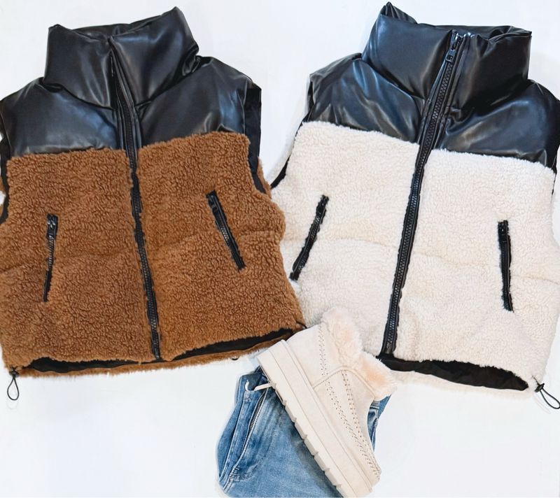 Mixed Media Vest (Teddy Brown)