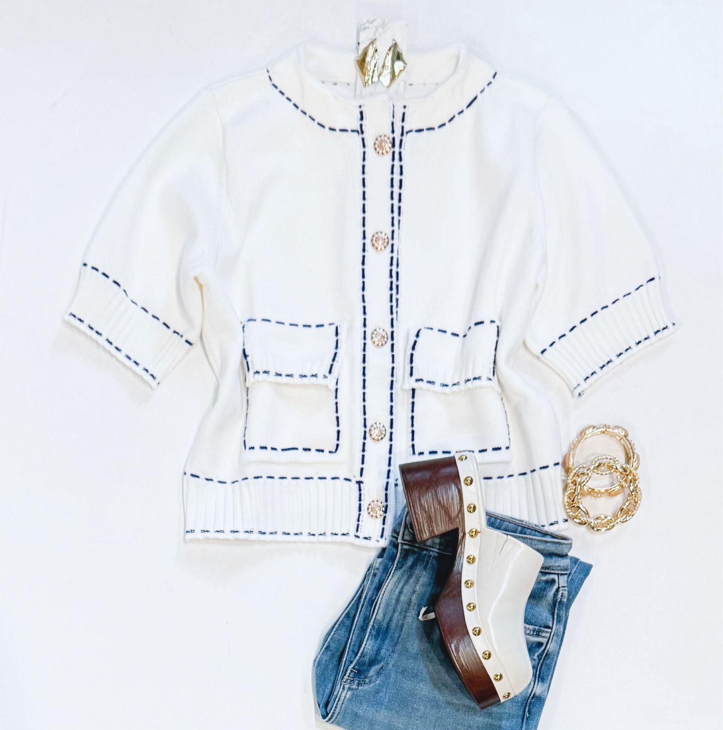 Royalty Topstitch Cardi