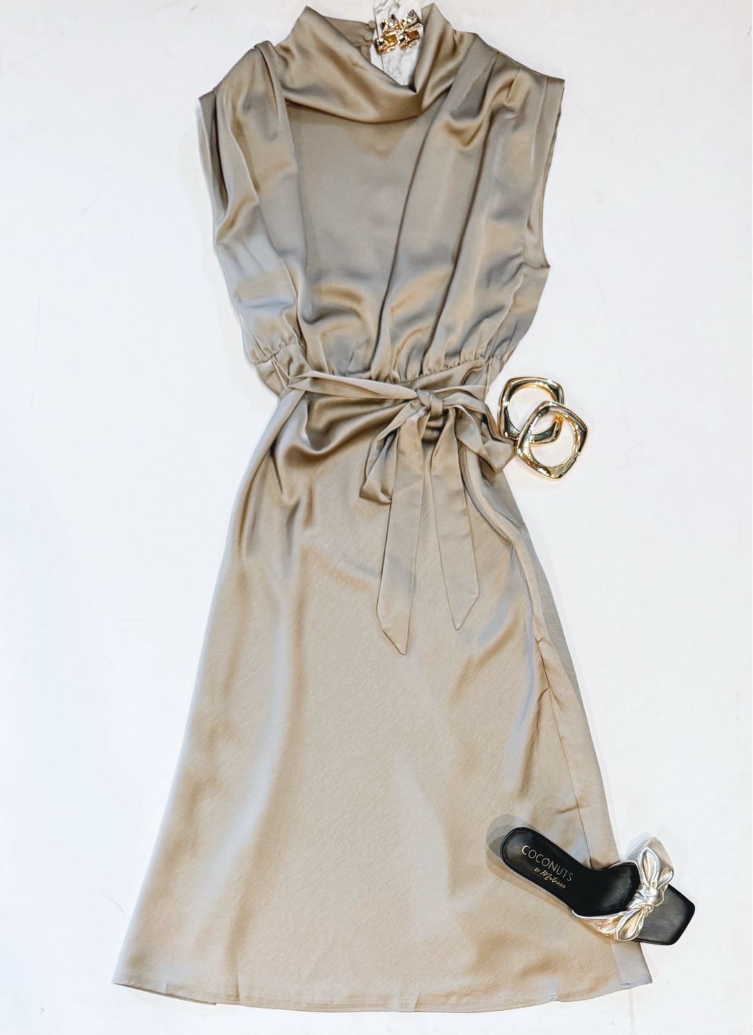 Mocha Drape Midi Dress