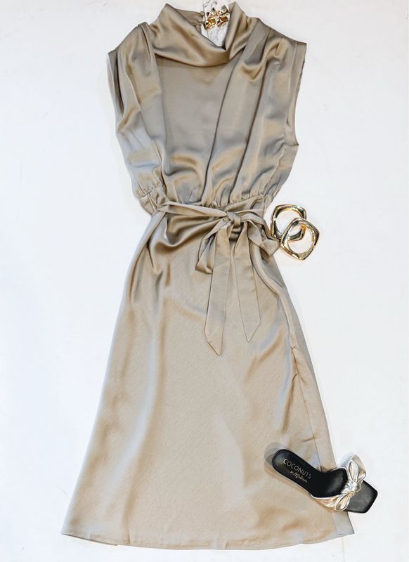 Mocha Drape Midi Dress