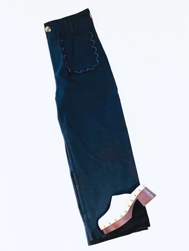 Navy Crop Stretch Denim