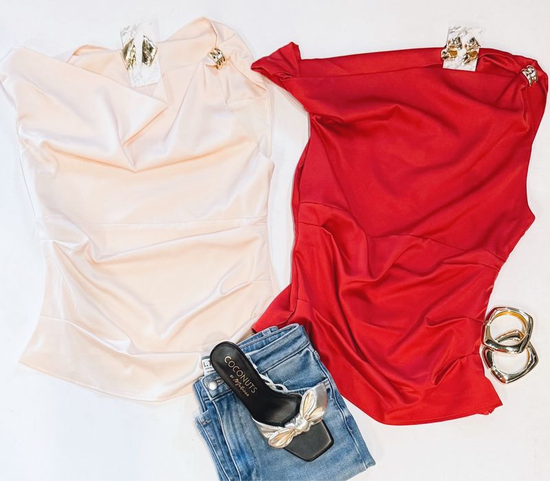 Heart Throb Drape Top (Red)