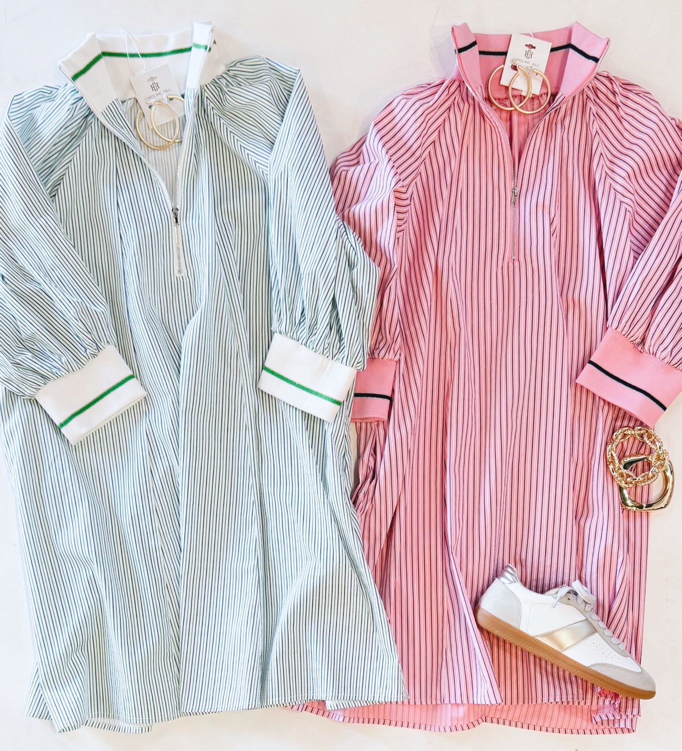 Sporty Spice Pinstripe Dress (Green Stripe)