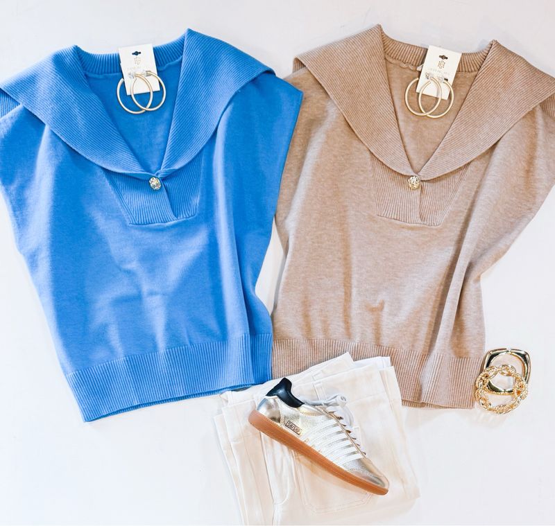 Hey Sailor Collared Knit (Ocean)