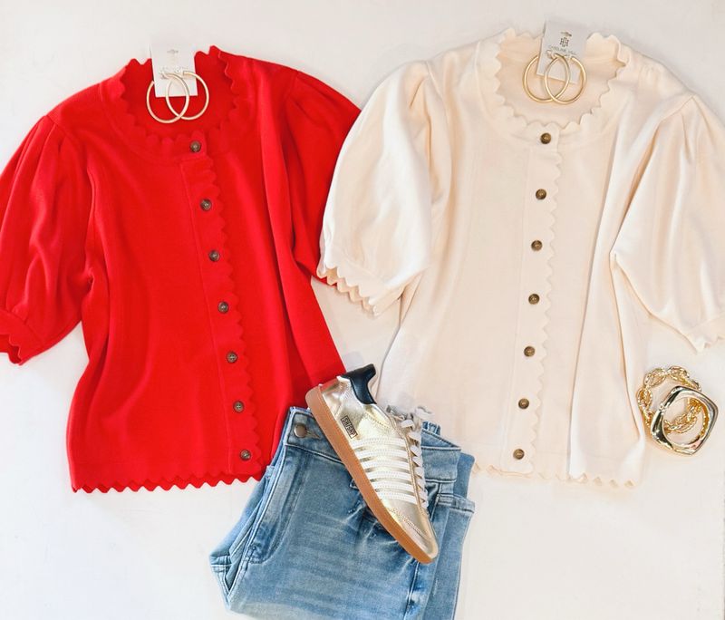 True Love Scallop Cardi (Red)