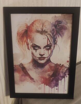 CADRE A4 DC WATERCOLOR HARLEY QUINN MAD