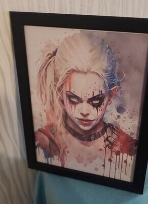 CADRE A4 DC WATERCOLOR HARLEY FOLLE
