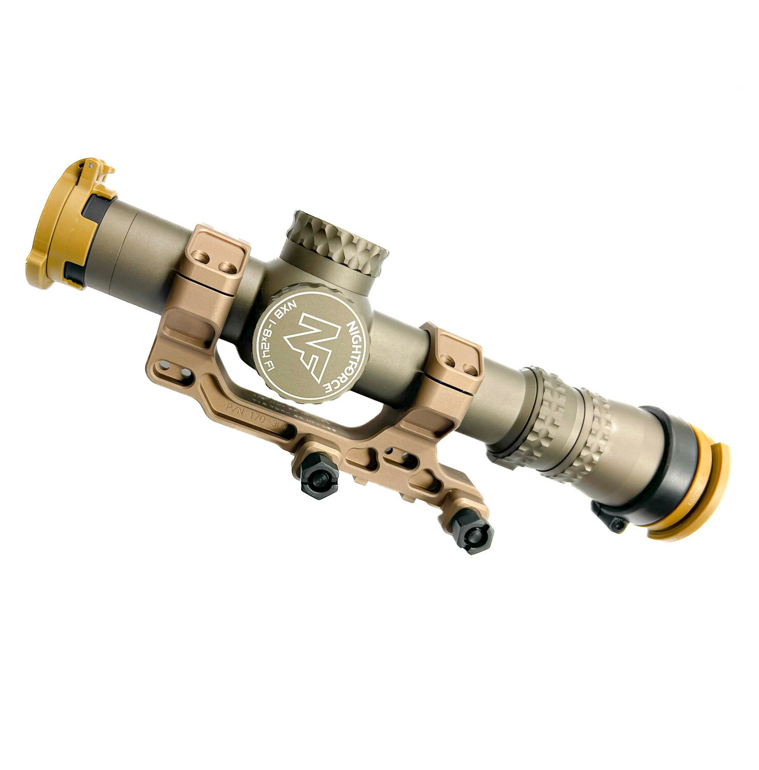 Nightforce NX8 18 Package. Badger 1.70 C1 Mount FDE. With FDE Flip