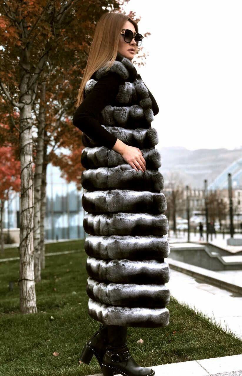 floor length chinchilla coat