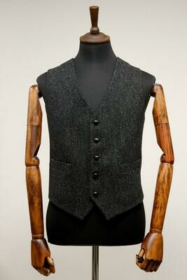 Harris Tweed Mens Waistcoat  | Dark Charcoal Herringbone