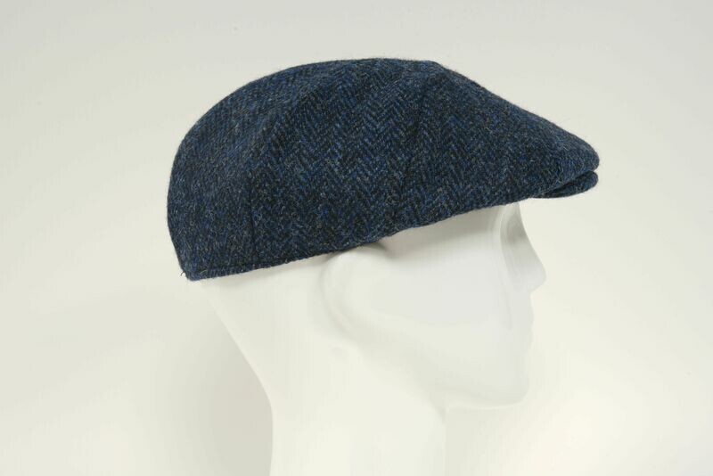Harris Tweed 8 Piece Flat Cap | Navy Herringbone HH