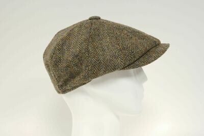 Harris Tweed 8 Piece Flat Cap | Brown Herringbone With Overcheck (FW2013)