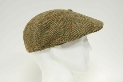 Harris Tweed 8 Piece Flat Cap | Olive Gold HB67 HH