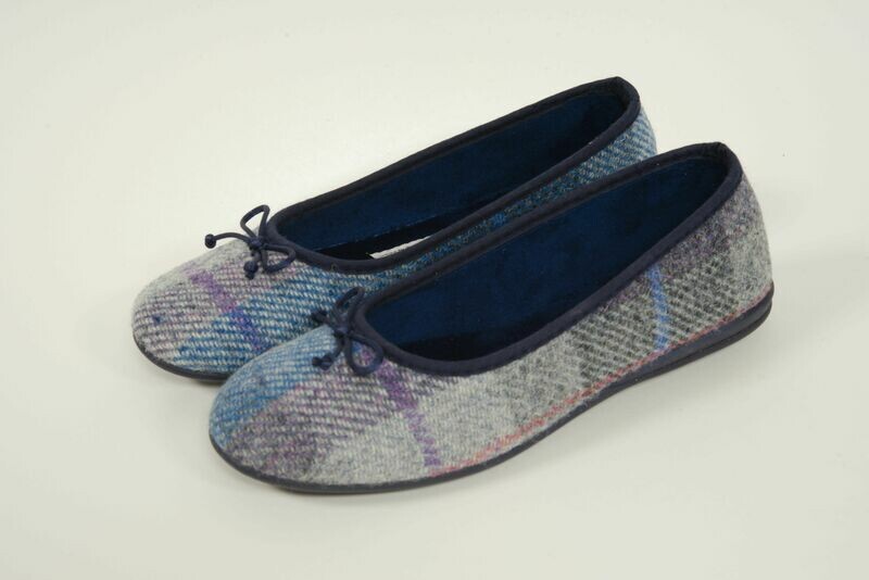 Harris Tweed Ballerina Pumps | Lavender Check