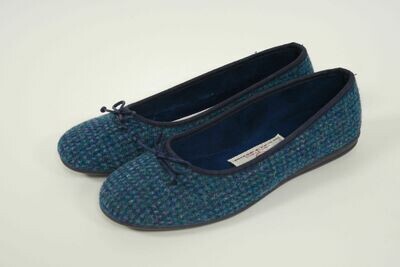 Harris Tweed Ballerina Pumps | Teal