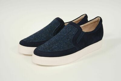 Harris Tweed Ladies Plimsoles | Navy Herringbone