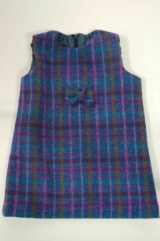 Harris Tweed Childrens Dress | Purple/Teal Check