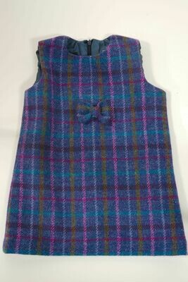 Harris Tweed Childrens Dress Purple Teal Check