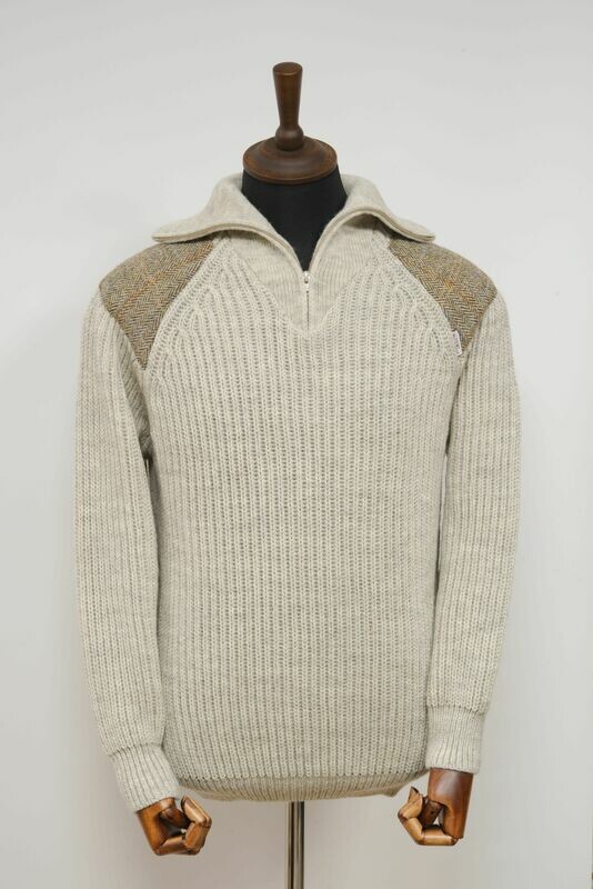 Mens Crofter 1/4 Zip Jumper | Light Grey