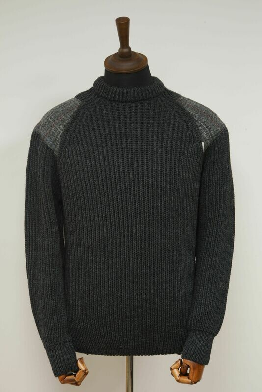 Gamekeeper Chunky Crew Neck Jumper | Charcoal (Grey Check)