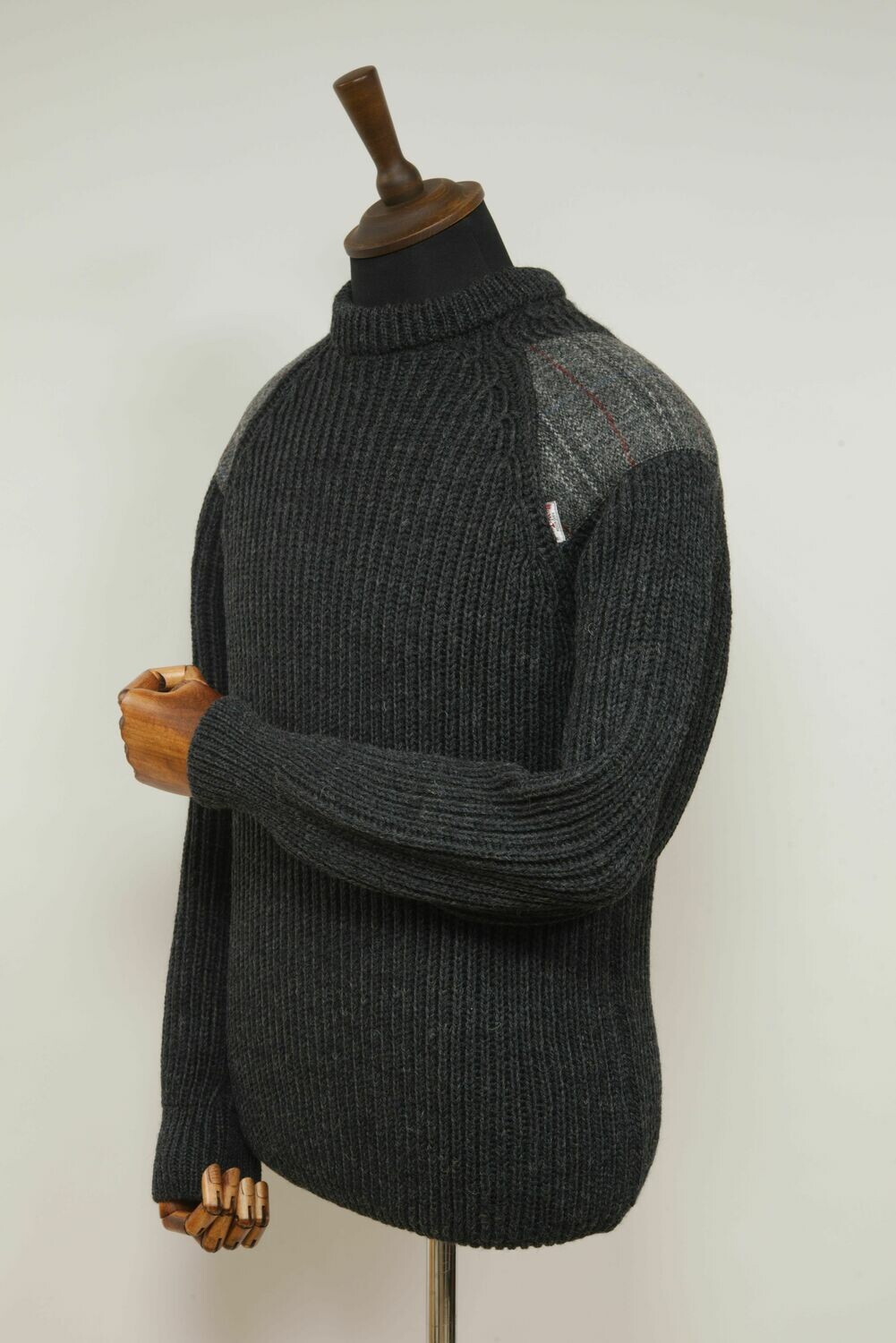 Gamekeeper Chunky Crew Neck Jumper Charcoal (Grey Check)