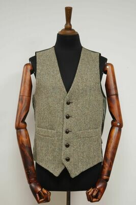 Harris Tweed Mens Waistcoat | HB52 (Plain Dark Green Lining)