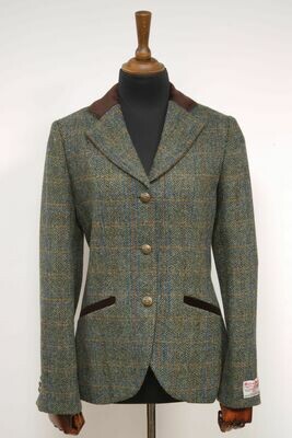 Harris Tweed Louise Jacket | Green Herringbone With Overcheck (Crest Buttons)