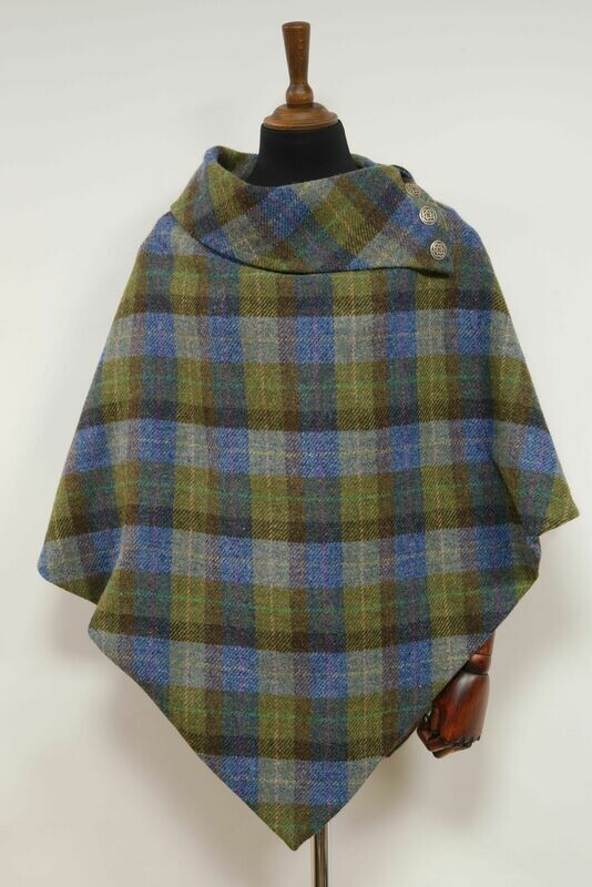 Harris Tweed Ladies Celtic Cape | Denim Sage