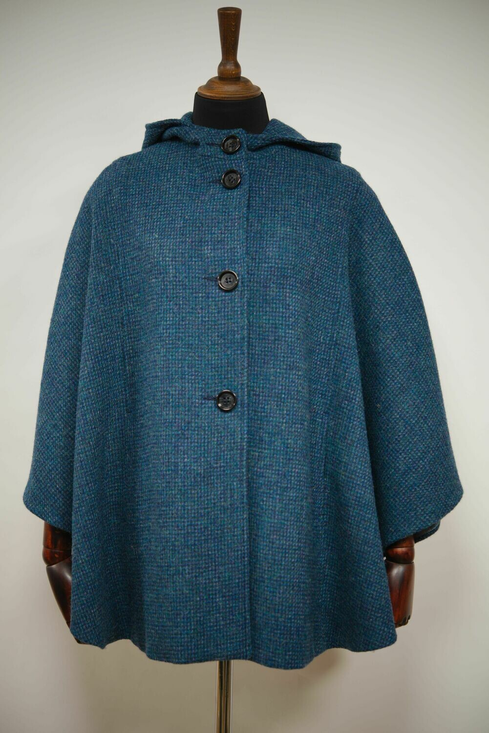 Harris Tweed Ladies Hooded Cape | Teal