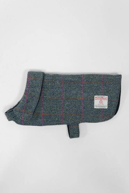 Harris Tweed Cosy Dog Coat | Turquoise Herringbone Prices From