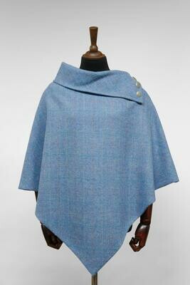 Harris Tweed Ladies Celtic Cape | Sky Windowpane