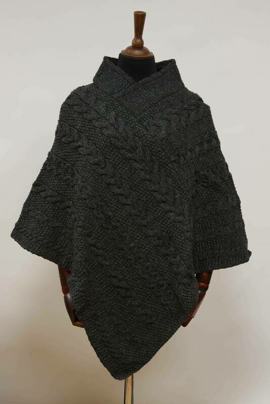 V-Neck Poncho | Charcoal