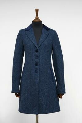Harris Tweed Ladies Tara Coat | Navy Herringbone