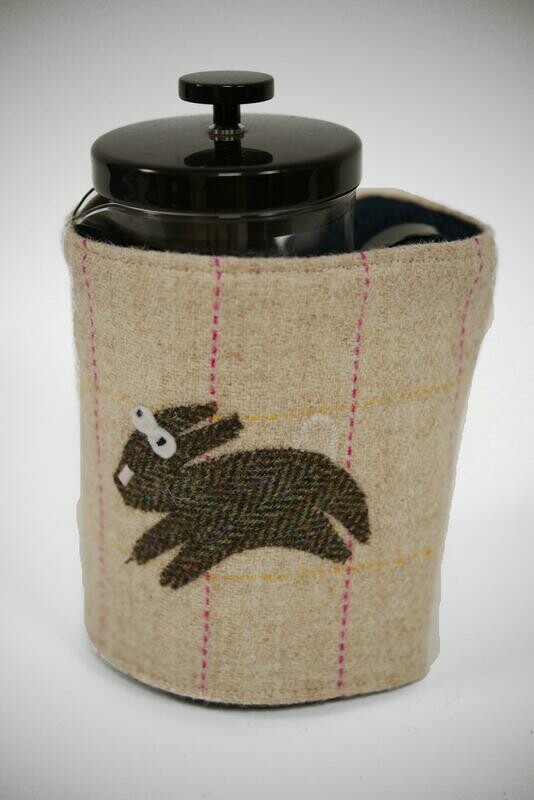 Harris Tweed Cafetiere Cosy Oatmeal With Pink Yellow OC (Rabbit)