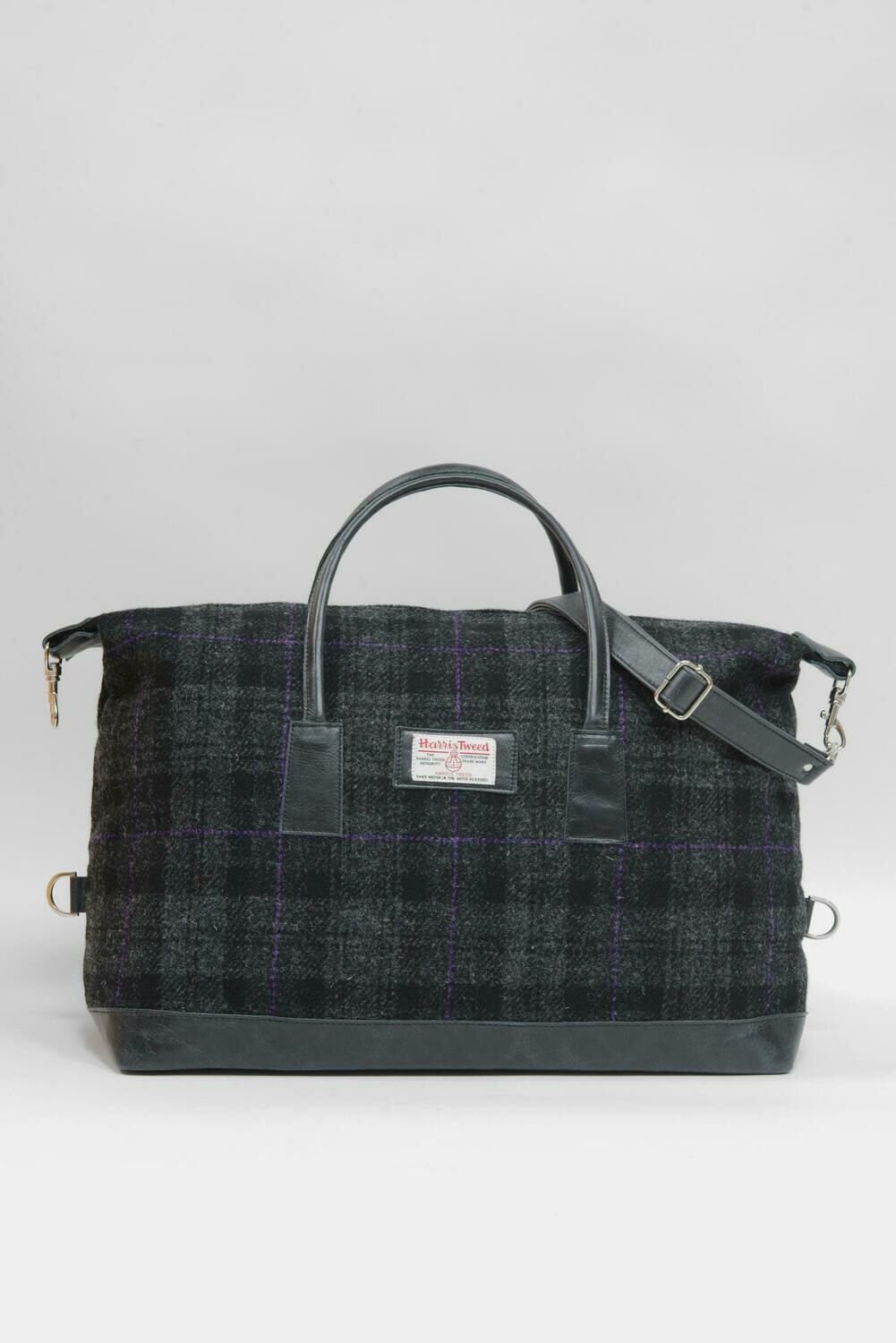 Harris Tweed Luggage Bag | A0149 (Black Leather)
