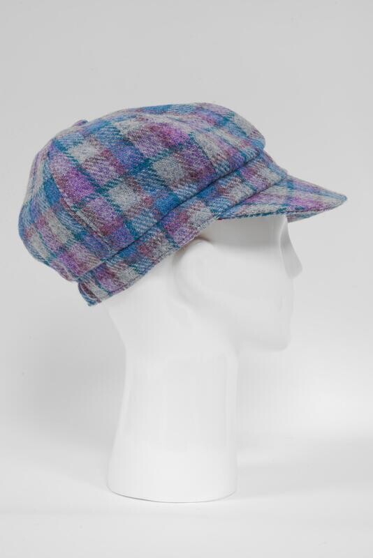 Harris Tweed Baker Boy Hat | Grey/Purple Multi (GA)