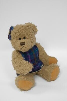 Teddy Bear with Harris Tweed Outfit | Girl Purple Teal Check Large