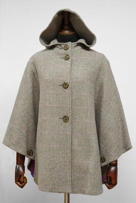 Harris Tweed Ladies Hooded Cape | Pink Check
