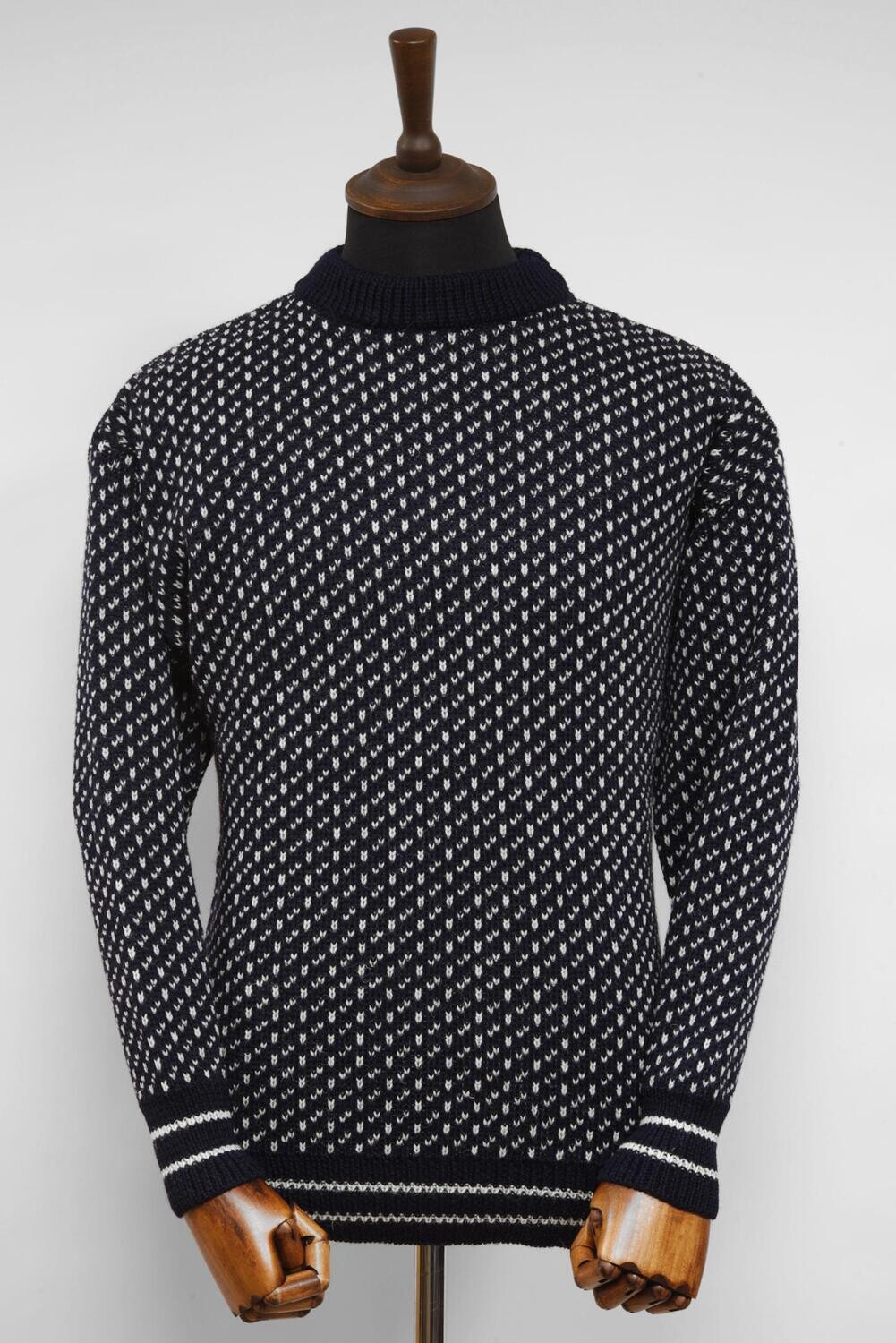 Nordic Crew Neck Jumper | Navy &amp; White